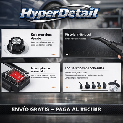 Limpiador Vapor Tapiz Mopa Colchones Auto Alta Presión 2500w HyperDetail®