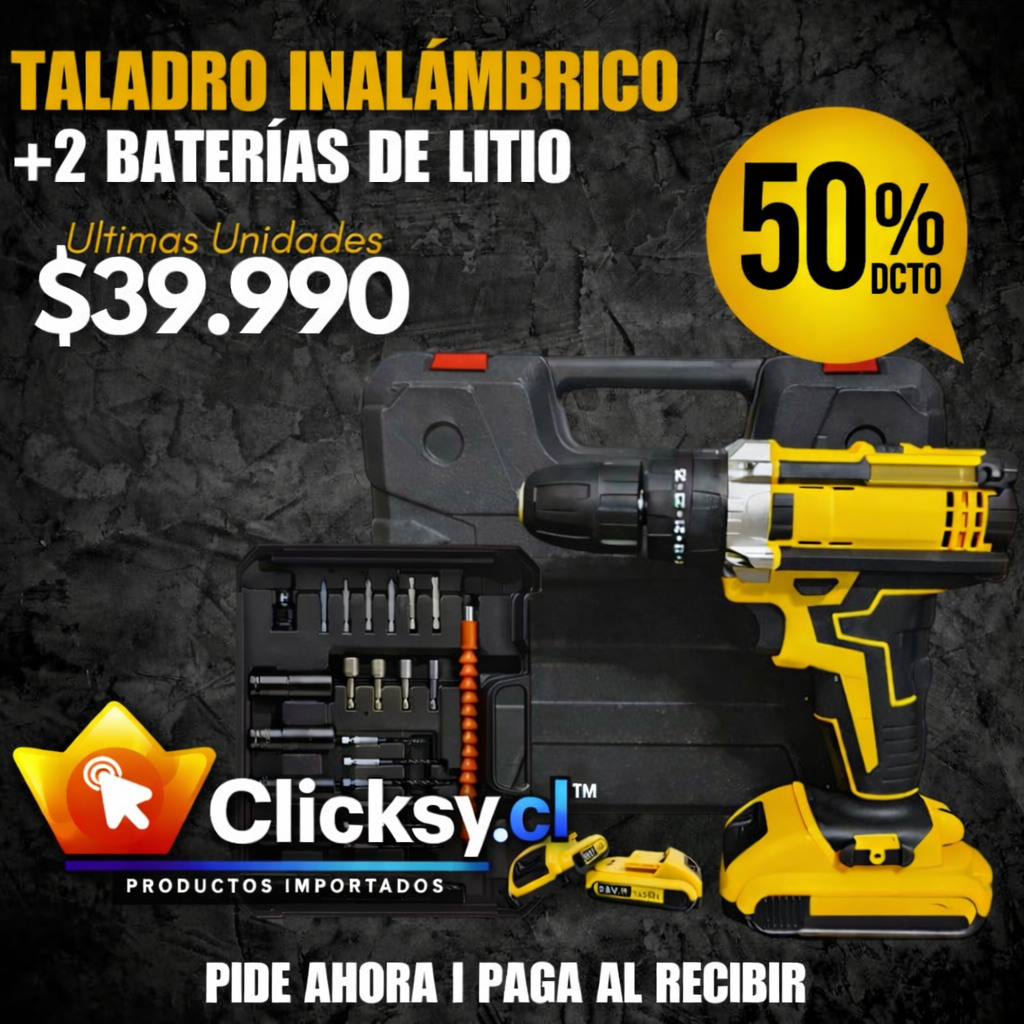 EasyDrill®: Taladro Inalámbrico + 2 Baterías + 22 Accesorios