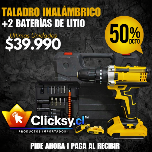 EasyDrill®: Taladro Inalámbrico + 2 Baterías + 22 Accesorios