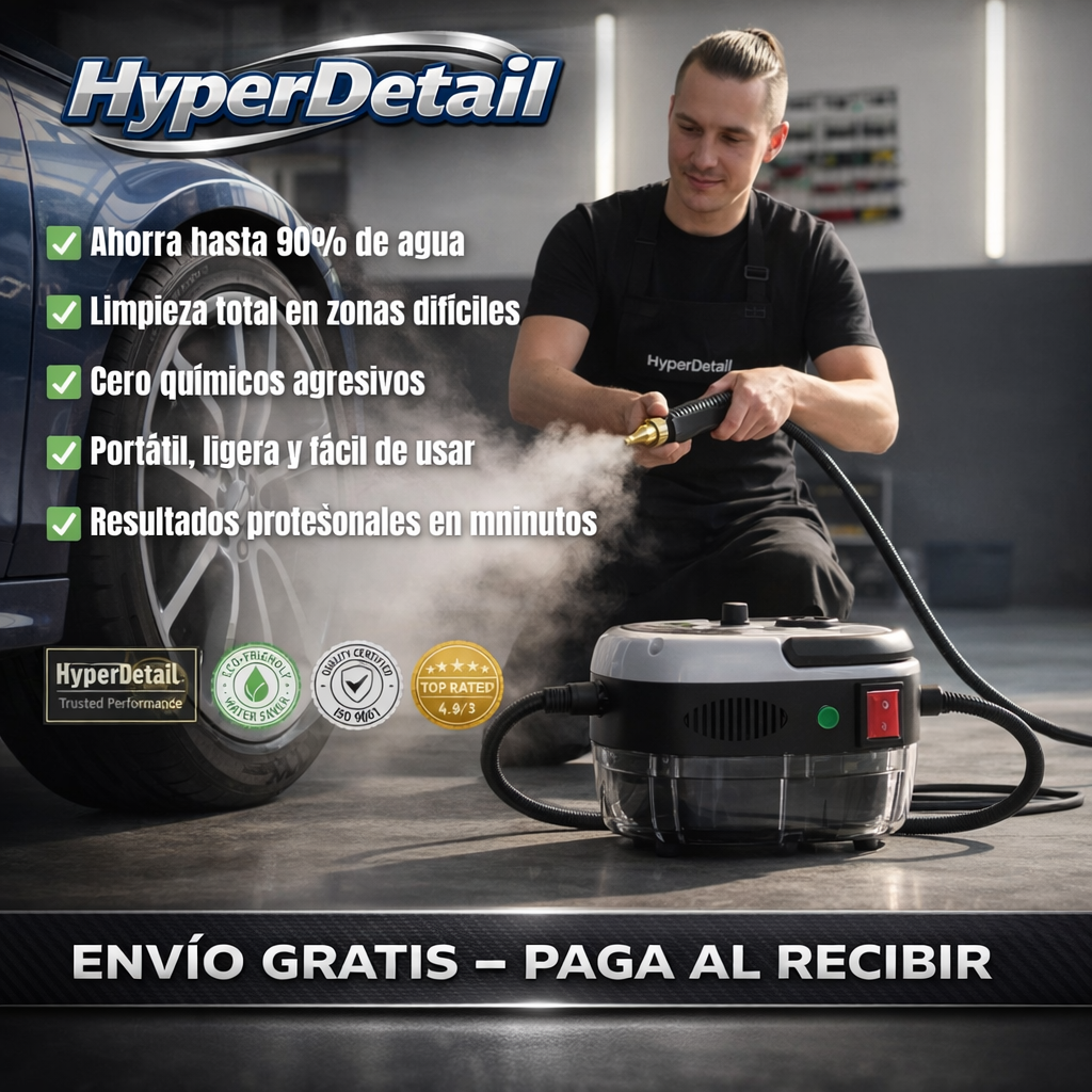 Limpiador Vapor Tapiz Mopa Colchones Auto Alta Presión 2500w HyperDetail®